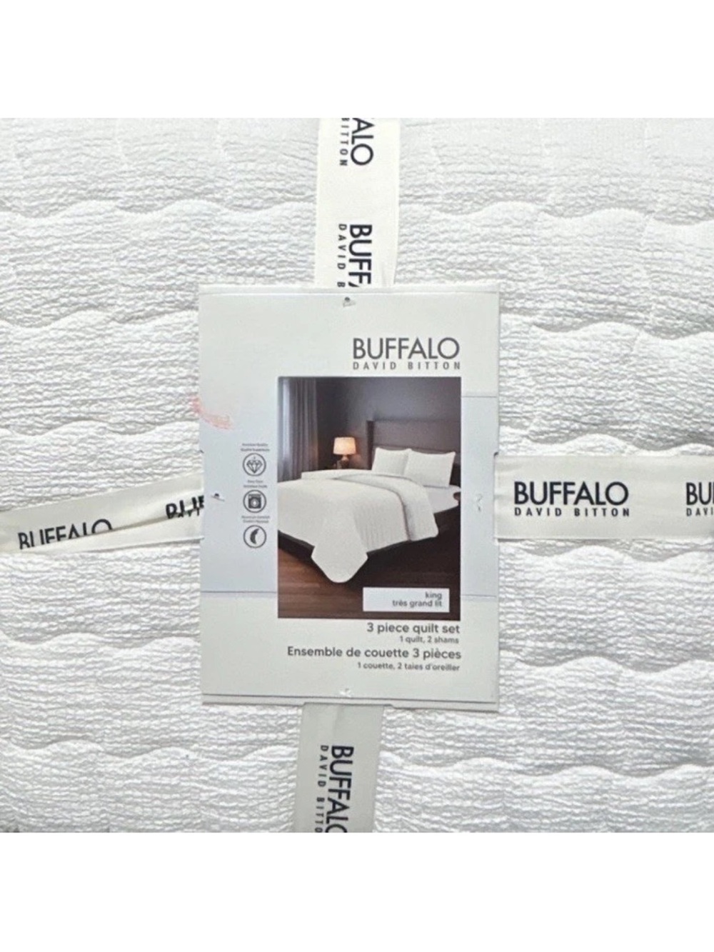 Buffalo David Bitton White King Quilt Set 104”x90”